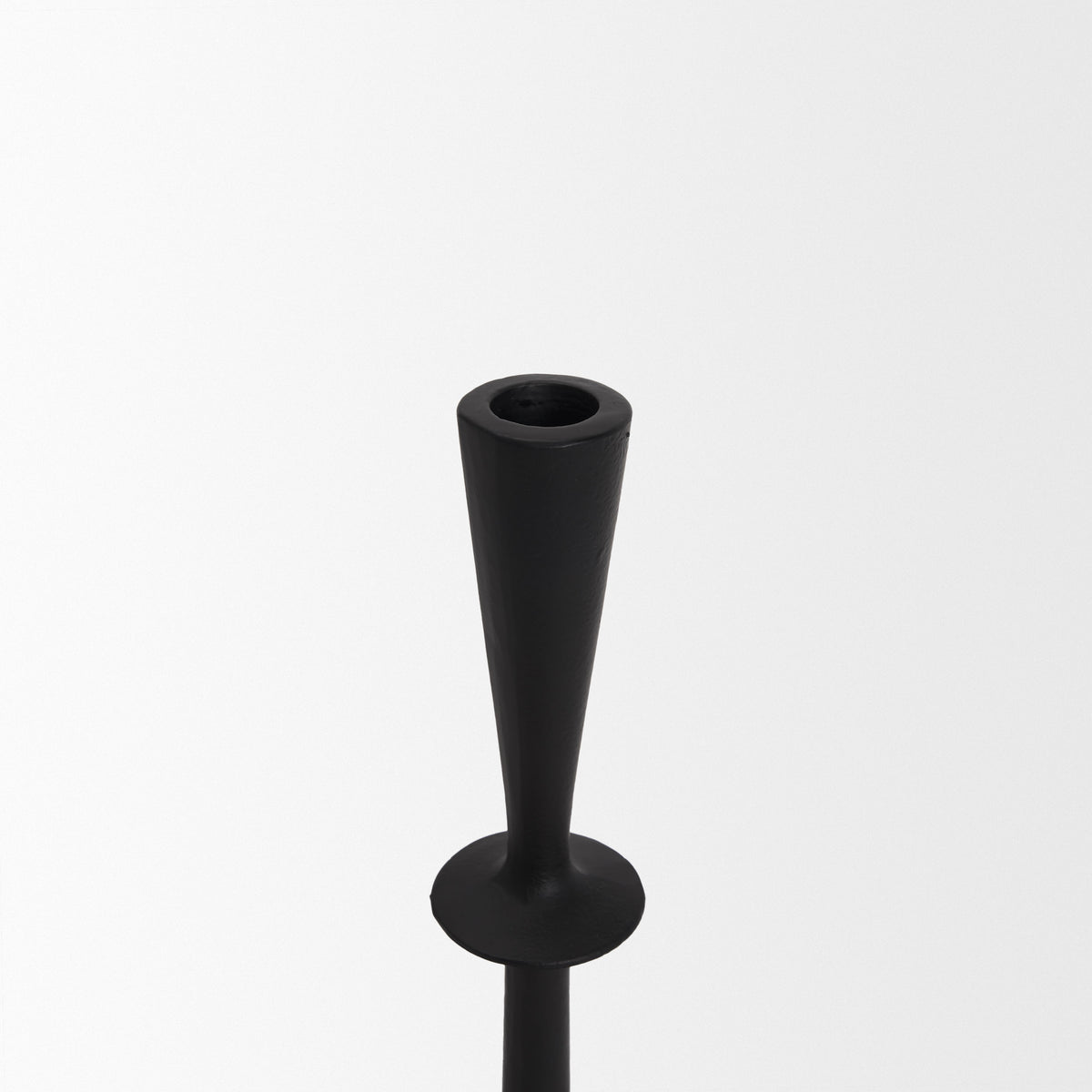 Qwin Matte Black Cast Aluminum Medium Candle Holder - Ornate Home