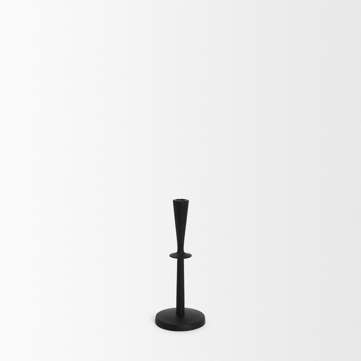 Qwin Matte Black Cast Aluminum Short Candle Holder