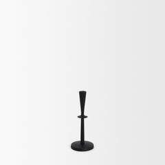 Qwin Matte Black Cast Aluminum Short Candle Holder - Ornate Home