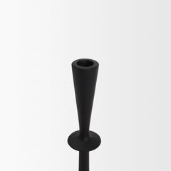 Qwin Matte Black Cast Aluminum Short Candle Holder - Ornate Home