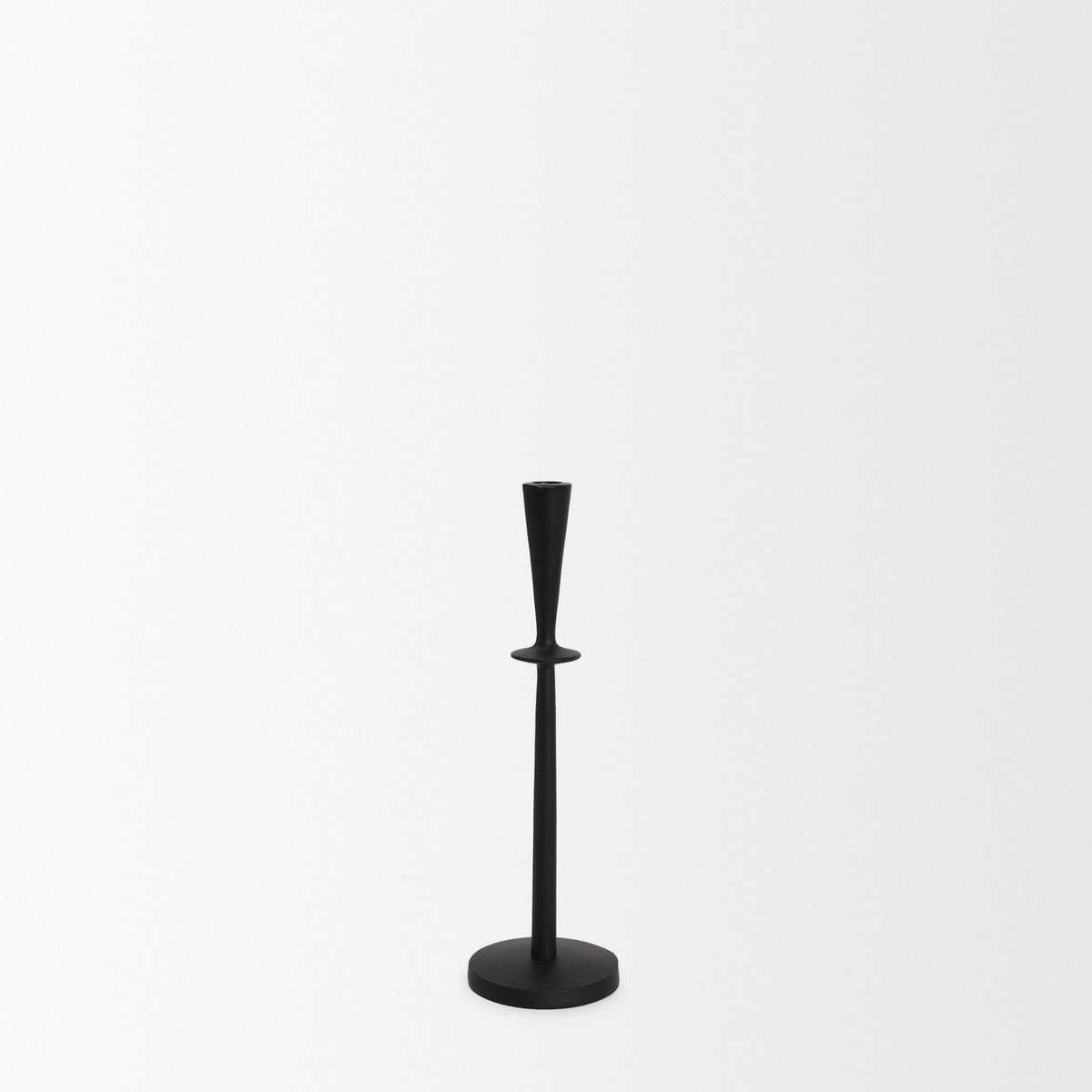 Qwin Matte Black Cast Aluminum Tall Candle Holder - Ornate Home