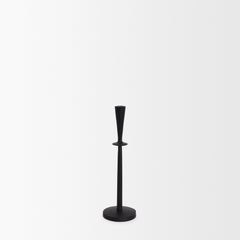 Qwin Matte Black Cast Aluminum Tall Candle Holder