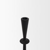 Qwin Matte Black Cast Aluminum Tall Candle Holder - Ornate Home