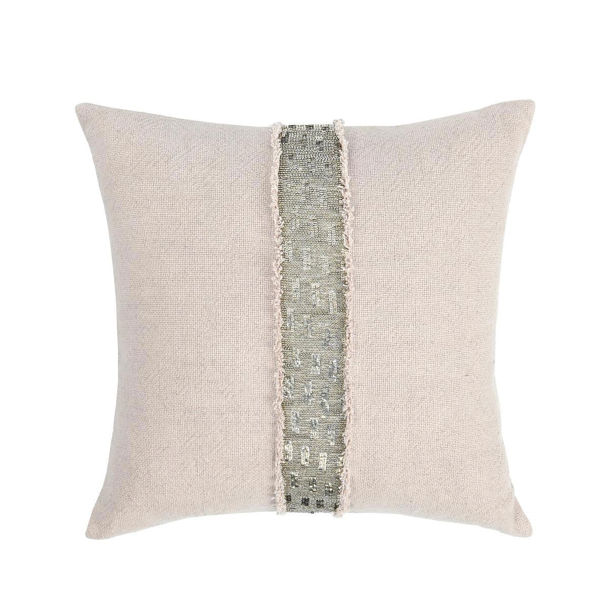 RO Lira Natural/Silver Multiple Sizes Throw Pillow - Ornate Home
