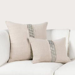 RO Lira Natural/Silver Multiple Sizes Throw Pillow - Ornate Home