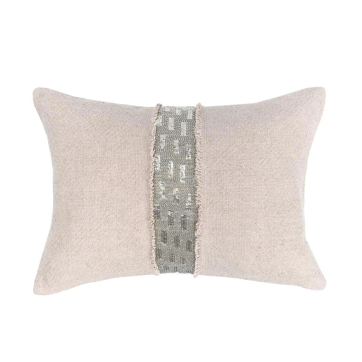 RO Lira Natural/Silver Multiple Sizes Throw Pillow - Ornate Home