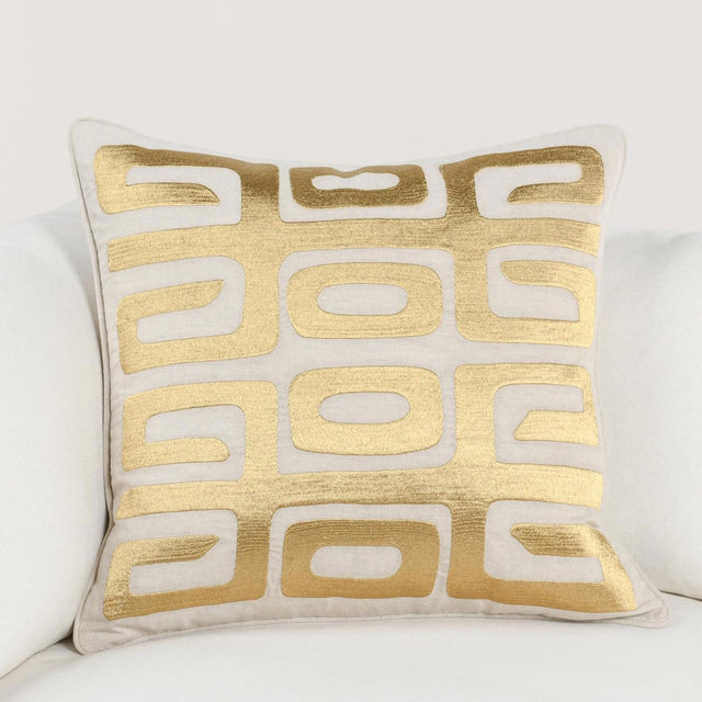 RO Zelo Natural/Gold 22x22 Throw Pillow (Set of 2) - Ornate Home