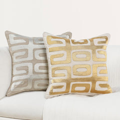 RO Zelo Natural/Gold 22x22 Throw Pillow (Set of 2) - Ornate Home