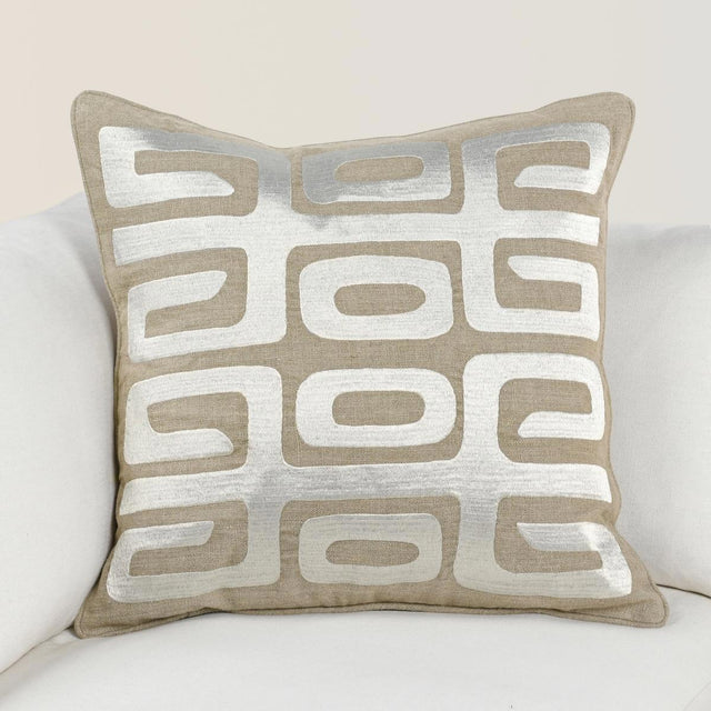 RO Zelo Tan/Silver 22x22 Throw Pillow (Set of 2) - Ornate Home