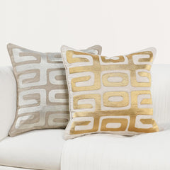 RO Zelo Tan/Silver 22x22 Throw Pillow (Set of 2) - Ornate Home