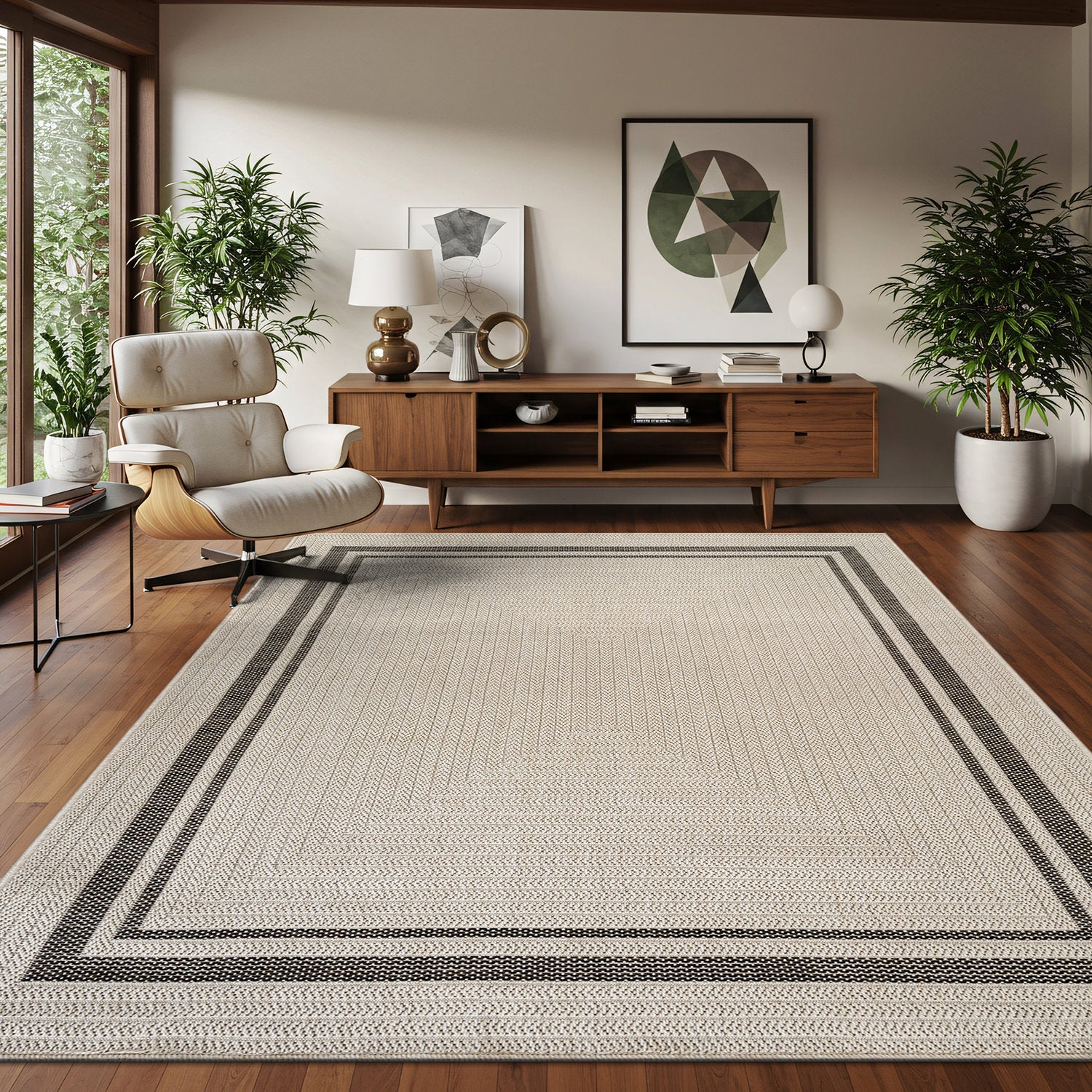 Royce Bone 6 Jute-Look Area Rug | Elegant & Washable