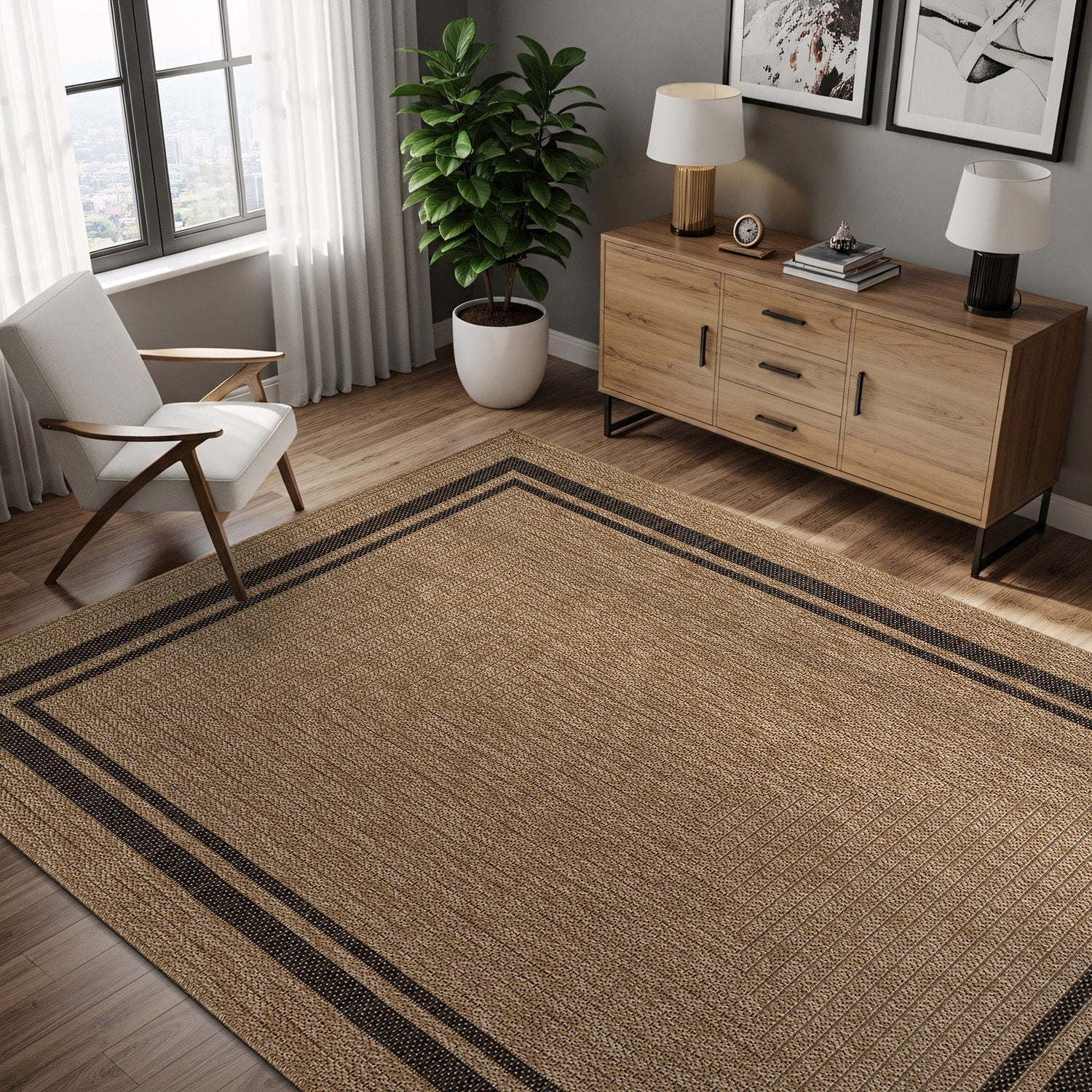 Royce Natural 6 Jute-Look Area Rug | Earthy Texture
