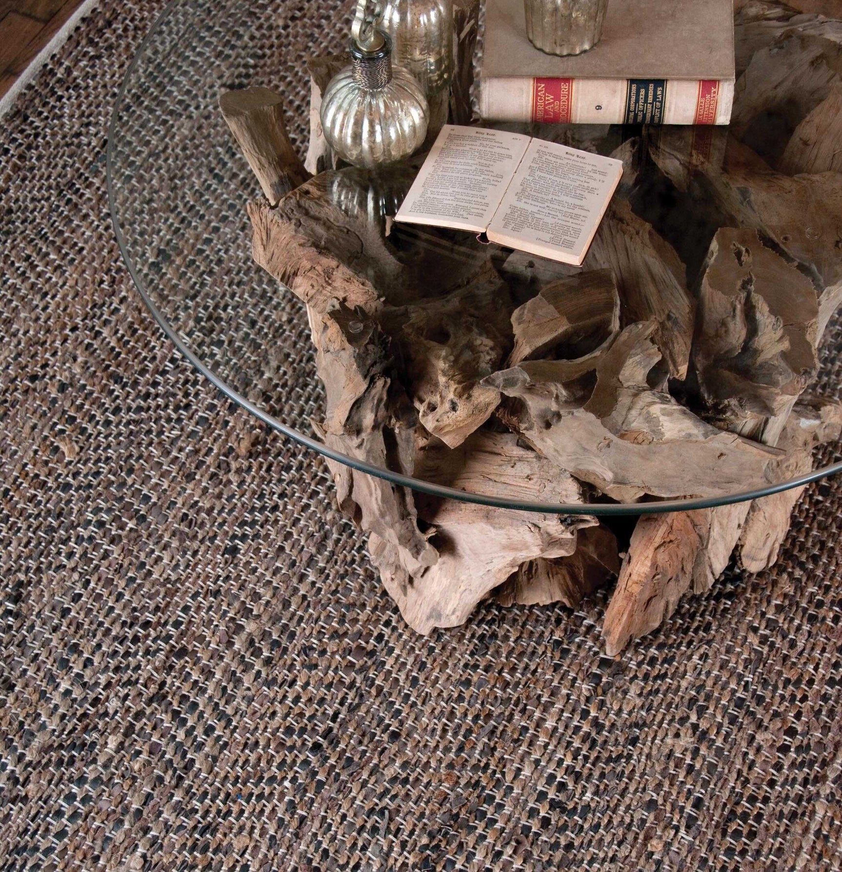 Tobais Black/Brown 9 X 12 Rescued Leather & Hemp Rug