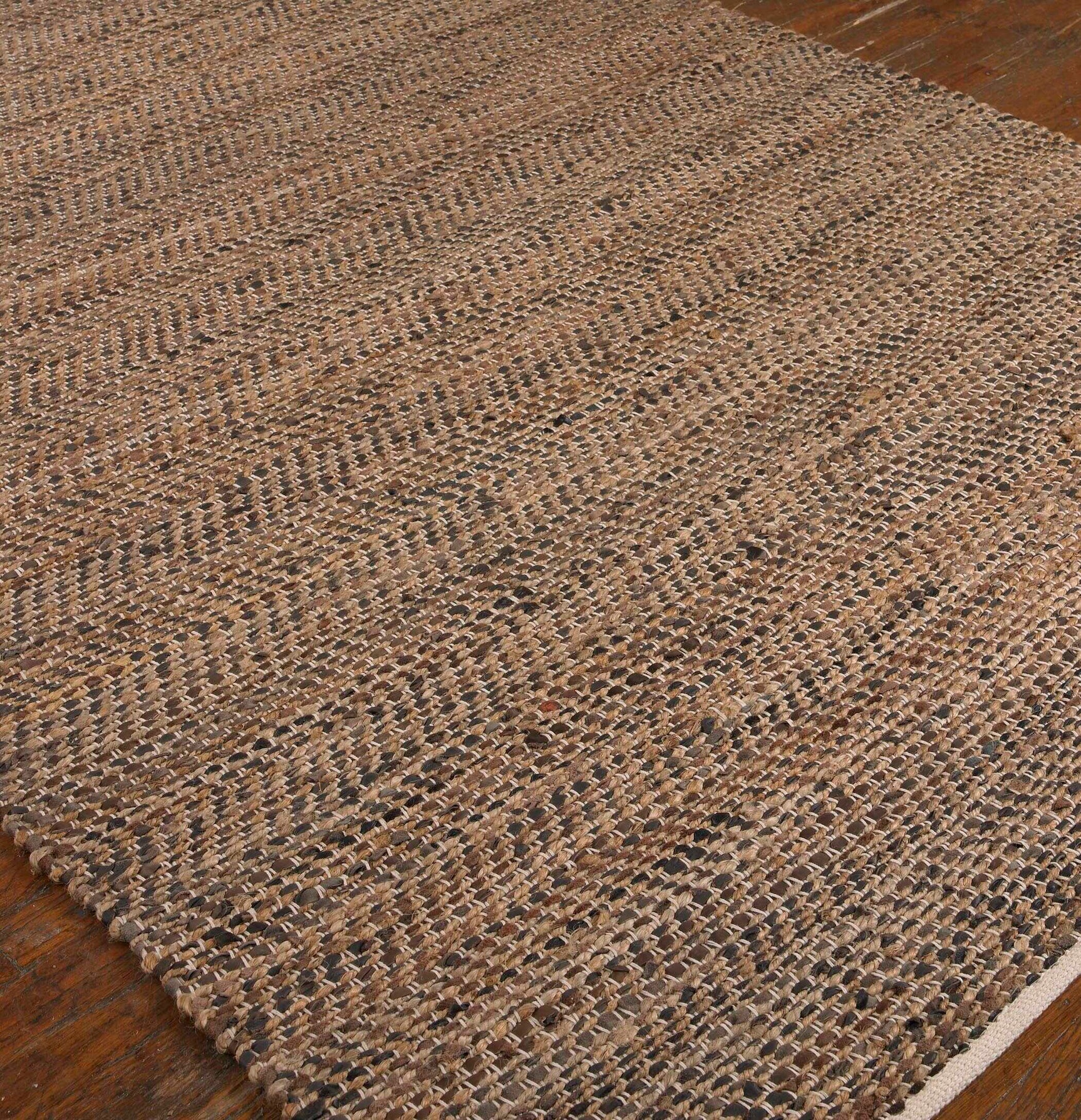 Tobais Black/Brown 9 X 12 Rescued Leather & Hemp Rug