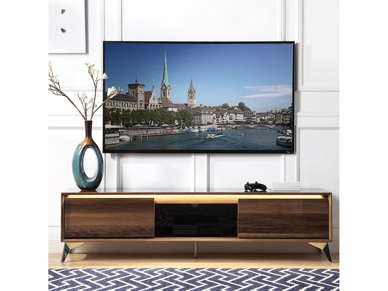 Raceloma Walnut TV Stand - Ornate Home