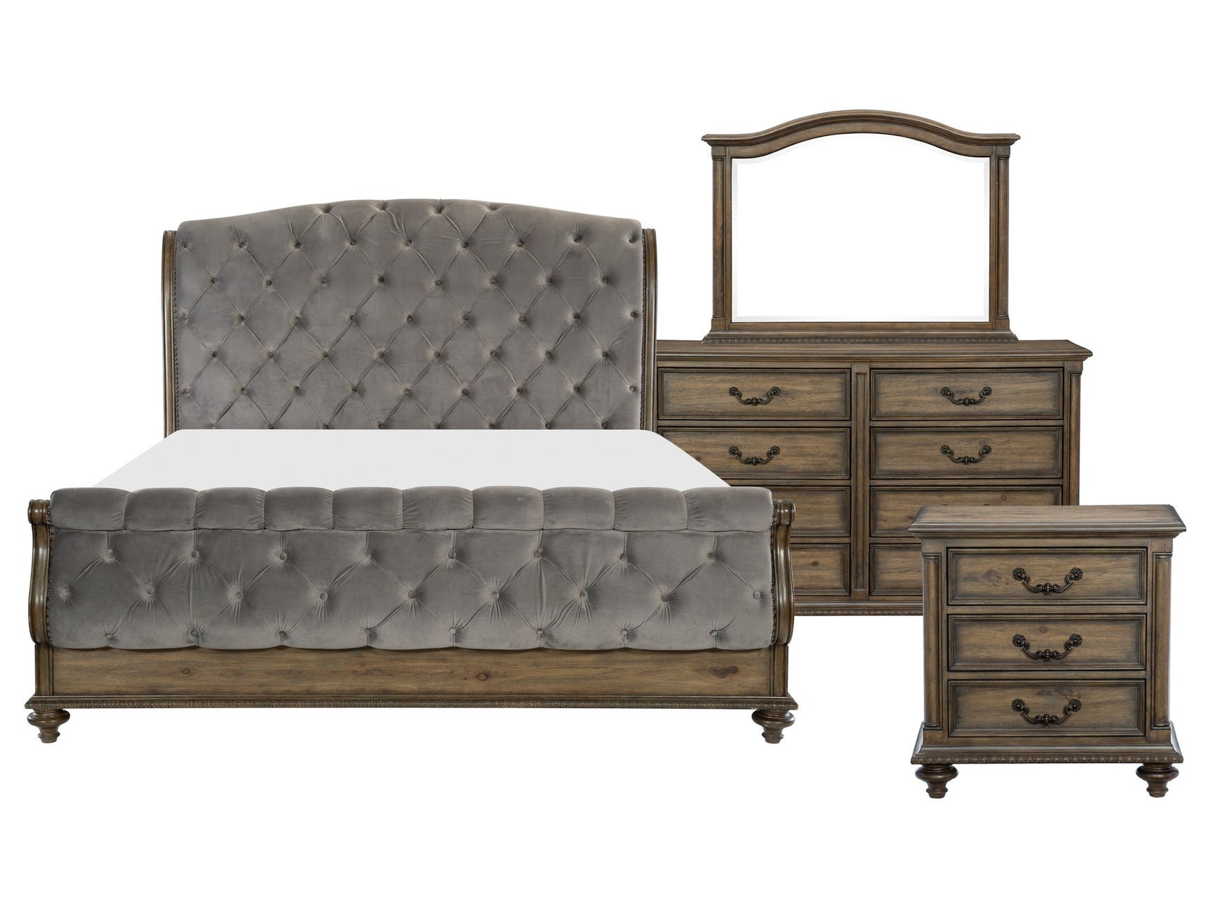 Rachelle Gray/Brown 4-piece Queen Bedroom Set - Ornate Home