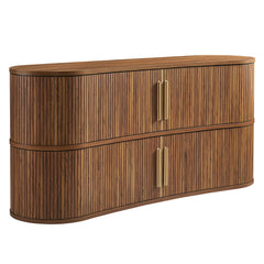 Radcliffe Walnut 63" Curved Fluted Sideboard Buffet Cabinet - Ornate Home