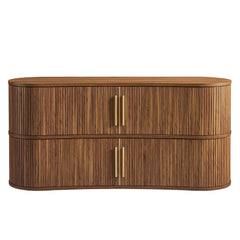 Radcliffe Walnut 63" Curved Fluted Sideboard Buffet Cabinet - Ornate Home
