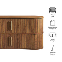 Radcliffe Walnut 63" Curved Fluted Sideboard Buffet Cabinet - Ornate Home