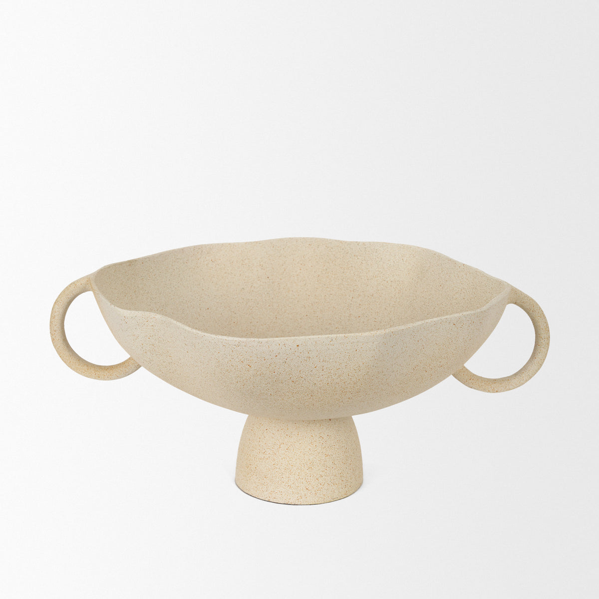 Radka Beige Textured Large Metal Decorative Bowl - Ornate Home