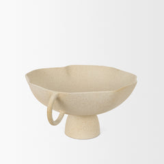 Radka Beige Textured Large Metal Decorative Bowl - Ornate Home