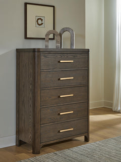 Radkin Burnished Brown Five Drawer Chest - Ornate Home