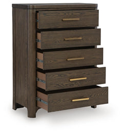 Radkin Burnished Brown Five Drawer Chest - Ornate Home