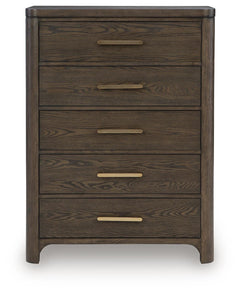 Radkin Burnished Brown Five Drawer Chest - Ornate Home