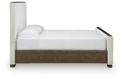 Radkin Burnished Brown Queen Upholstered Panel Bed - Ornate Home