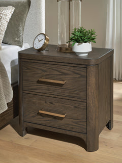 Radkin Burnished Brown Two Drawer Nightstand - Ornate Home
