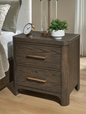 Radkin Burnished Brown Two Drawer Nightstand - Ornate Home