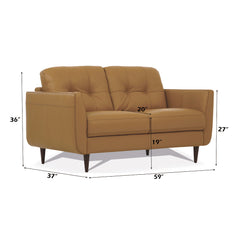 Radwan Camel Leather Loveseat - Ornate Home