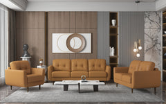 Radwan Camel Leather Loveseat - Ornate Home