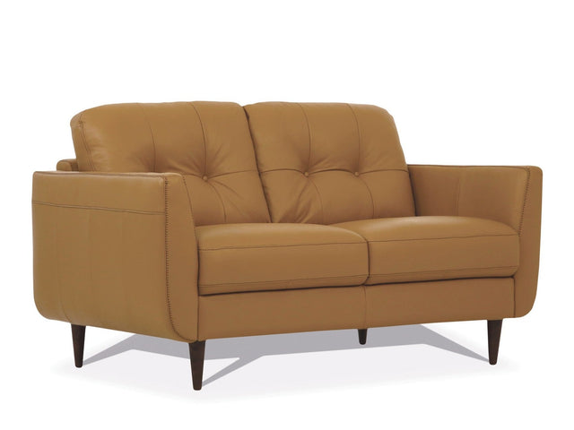 Radwan Camel Leather Loveseat - Ornate Home