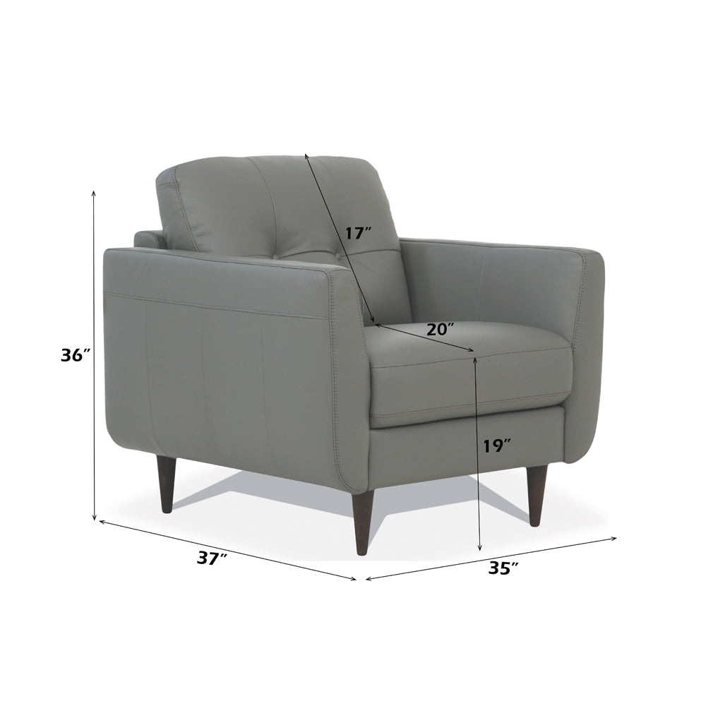 Radwan Pesto Green Leather Chair - Ornate Home