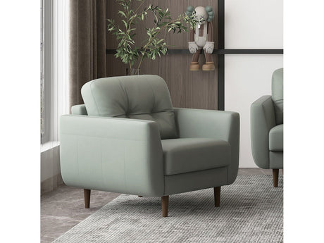 Radwan Pesto Green Leather Chair - Ornate Home