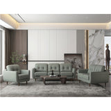 Radwan Pesto Green Leather Loveseat - Ornate Home