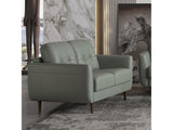 Radwan Pesto Green Leather Loveseat - Ornate Home