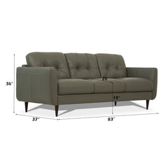 Radwan Pesto Green Leather Sofa - Ornate Home