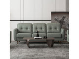 Radwan Pesto Green Leather Sofa - Ornate Home