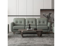Radwan Pesto Green Leather Sofa - Ornate Home