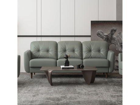 Radwan Pesto Green Leather Sofa - Ornate Home