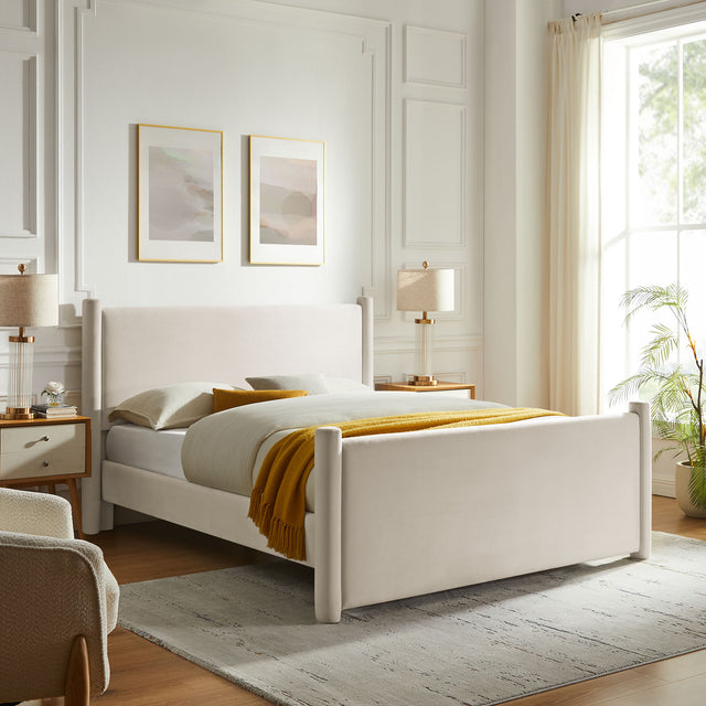 Rael Alabaster Performance Velvet Full Platform Bed - Ornate Home