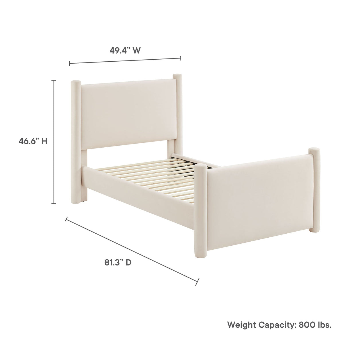 Rael Alabaster Performance Velvet Twin Platform Bed - Ornate Home