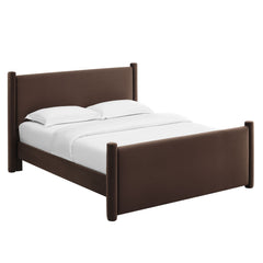 Rael Chocolate Brown Performance Velvet Full Platform Bed - Ornate Home
