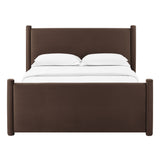 Rael Chocolate Brown Performance Velvet Full Platform Bed - Ornate Home