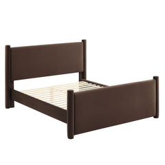 Rael Chocolate Brown Performance Velvet King Platform Bed - Ornate Home
