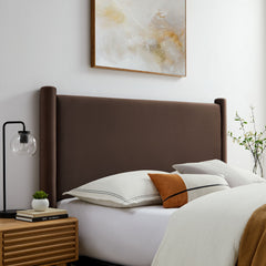 Rael Chocolate Brown Performance Velvet Queen Headboard - Ornate Home