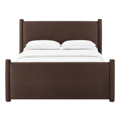 Rael Chocolate Brown Performance Velvet Queen Platform Bed - Ornate Home