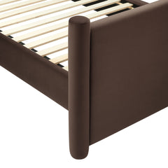 Rael Chocolate Brown Performance Velvet Queen Platform Bed - Ornate Home